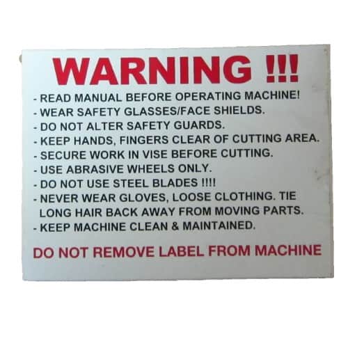 00127086 Abrasive Chop Saw Sticker Kit
