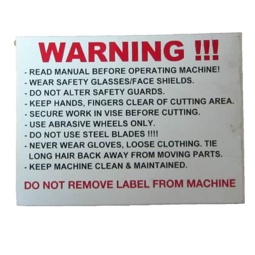 00127086 Abrasive Chop Saw Sticker Kit